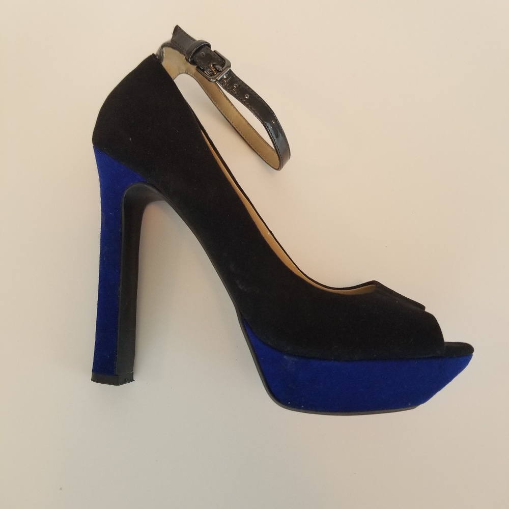 SOLD π« Zara Trafaluc Black&Blue Heels 8.5 - Picture 1 of 8